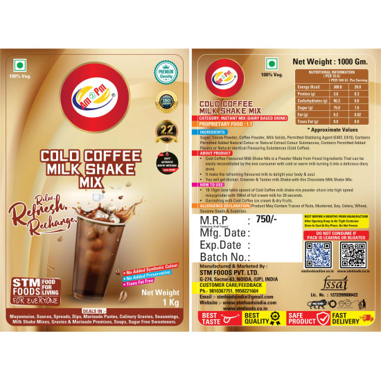 Am 2 Pm Premium Silky Smoothy Milk Shake Mix - Cold Coffee Flavor