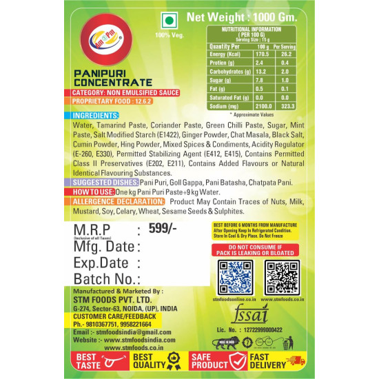 Am 2 Pm Panipuri Concentrate - Tasty Golgappa Paste