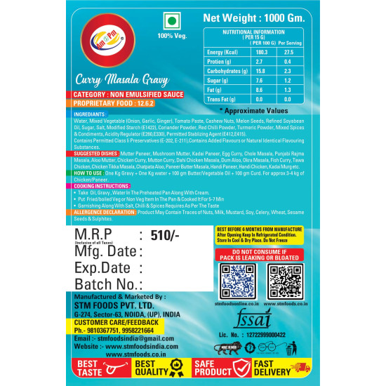 Am 2 Pm Curry Masala Gravy Mix - Authentic Indian Spices