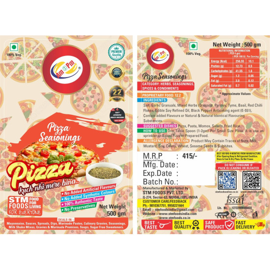 Am 2 Pm Pizza Seasoning 500gm - Premium Italian Spice Blend