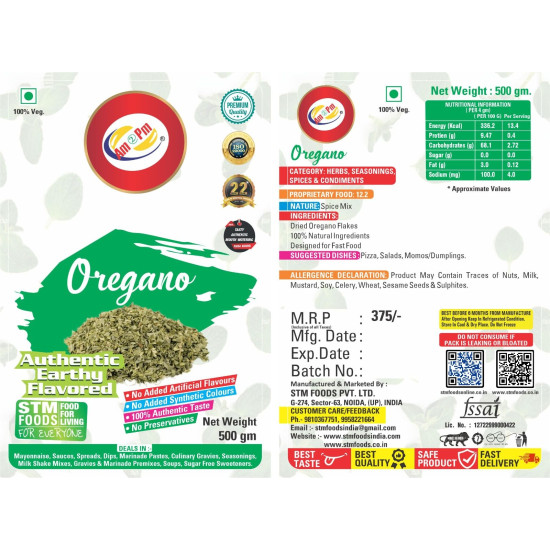 Am 2 Pm Oregano 500gm - Tasty & Healthy Pizza Seasoning