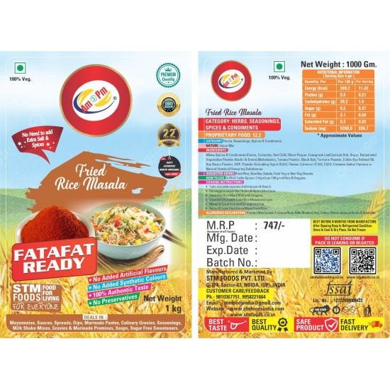 Am 2 Pm Fried Rice Masala 1kg - Authentic Indian Spice Blend