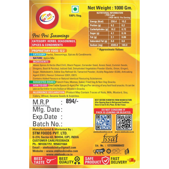 Am 2 Pm Peri-Peri Seasoning 1kg - Exotic Multi-purpose Spice Mix