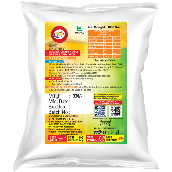 Am 2 Pm Mint, Coriander, Tamarind Powder - Fresh Mint Leaf Powder, 1KG Pack of 3