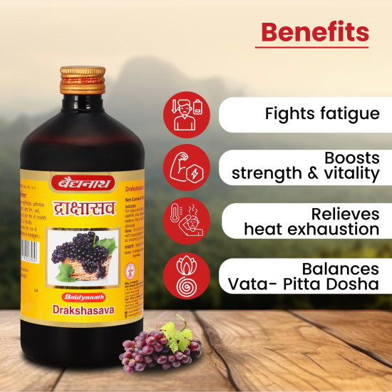 Baidyanath Drakshasava 450ml | Helps to Preserve the Strength | Effective Solution for Loss of Appetite, Tiredness, Restlessness