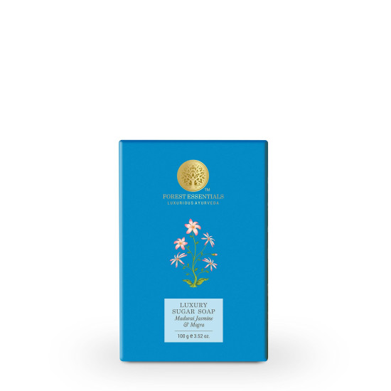 Forest Essentials Luxury Sugar Soap - Madurai Jasmine & Mogra | Ayurvedic Handmade Soap