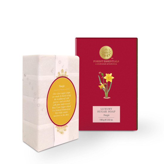 Forest Essentials Luxury Sugar Soap - Nargis | Ayurvedic Handmade Organic Bath Soap