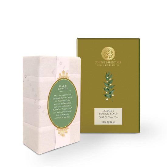 Forest Essentials Luxury Sugar Soap - Oudh & Green Tea | Smooth & Soft Skin