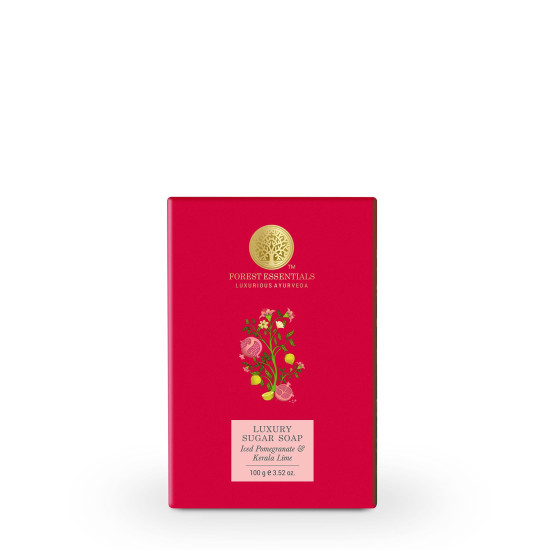 Forest Essentials Luxury Sugar Soap - Iced Pomegranate & Kerala Lime - Ayurvedic Handmade Soap