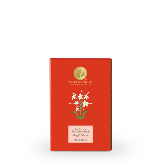 Forest Essentials Luxury Sugar Soap - Bengal Tuberose | Ayurvedic Handmade Organic Bath Soap