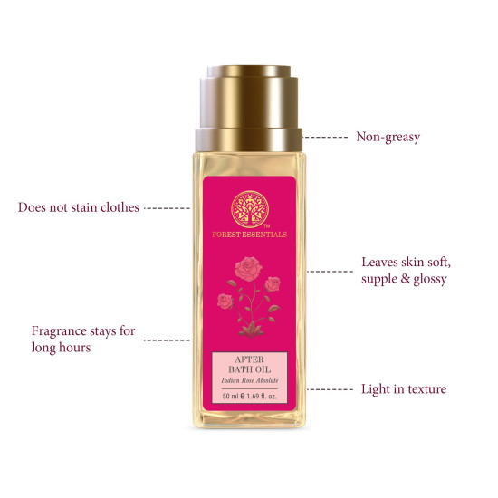 Forest Essentials After Bath Oil Indian Rose Absolute - Nourished & Moisturized Skin