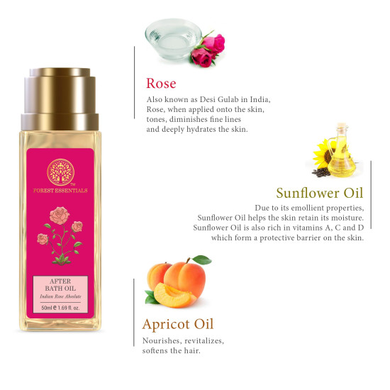 Forest Essentials After Bath Oil Indian Rose Absolute - Nourished & Moisturized Skin