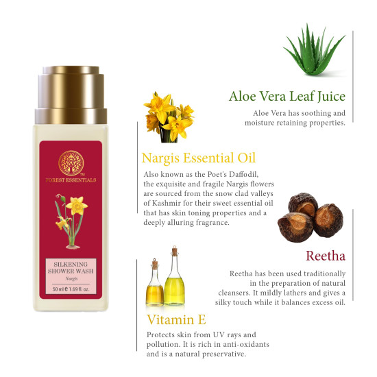 Forest Essentials Silkening Shower Wash Nargis - Ayurvedic Natural Body Wash