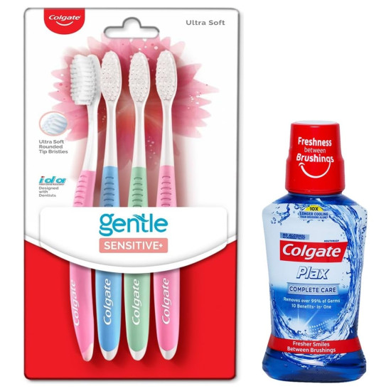 Colgate Plax Antibacterial Mouthwash & Sensitive Toothbrush - Complete Oral Care Colgate Plax Antibacterial Mouthwash & Sensitive Toothbrush - Complete Oral Care