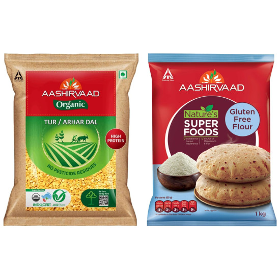 Aashirvaad Nature's Super Foods Organic Arhar/Tur Dal & Gluten Free Flour - Quality and Nutrition