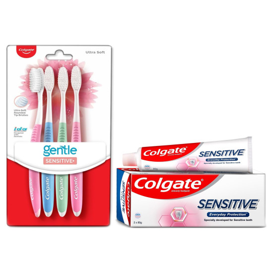 Colgate Sensitive Everyday Protection Toothpaste & Soft Bristles Toothbrush - Clinically Proven Relief