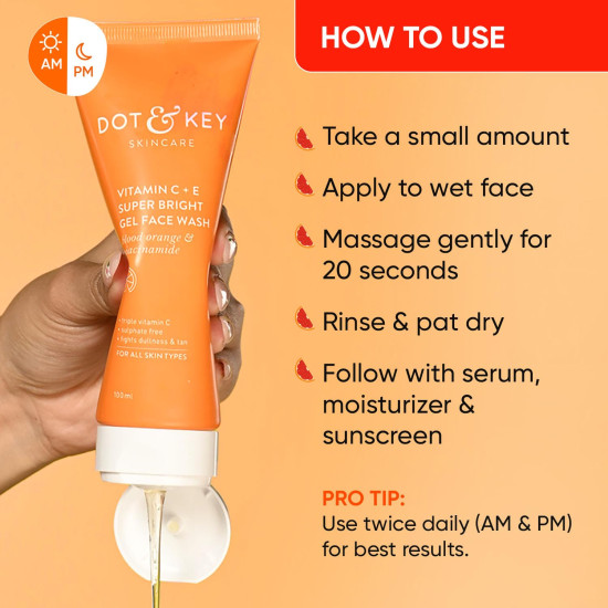 DOT & KEY Vitamin C + E Super Bright Gel Face Wash - Glowing and Brightening