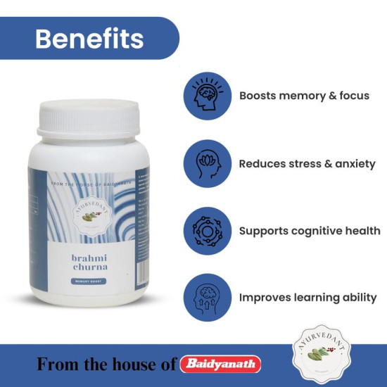 Baidyanath Ayurvedant Brahmi Churan (100 GM) - Brain Supplement for Improved Cognition, Mood Enhancement, and Restlessness Relief