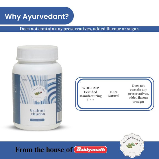 Baidyanath Ayurvedant Brahmi Churan (100 GM) - Brain Supplement for Improved Cognition, Mood Enhancement, and Restlessness Relief
