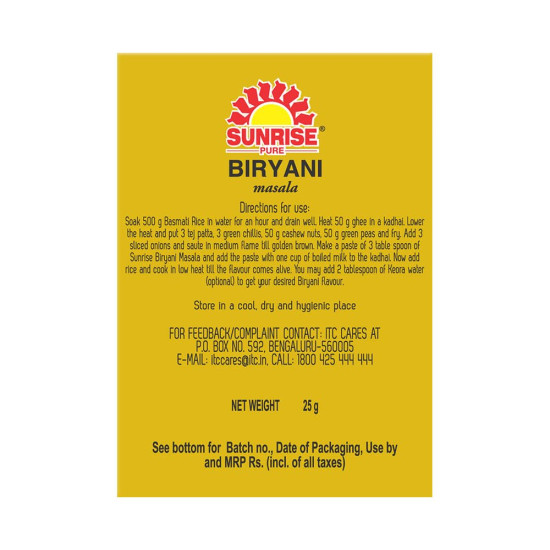 Sunrise Pure Biryani Masala Spice Powder - Authentic Indian Flavor