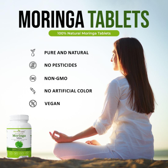 Attar Ayurveda Moringa Tablets 240 Tablets (120 x2, Pack of 2) 500 mg each | Drumstick Leaf Tablets | Pure and Natural, Highly Nutritious