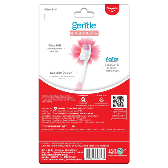 Colgate Gentle Sensitive Care Ultra Soft Bristles Toothbrush - 5Pcs - Ultra-Soft Bristles