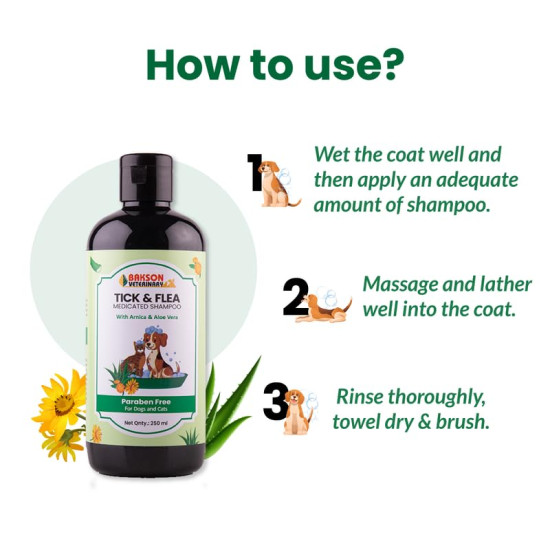 Bakson Veterinary Tick & Flea Shampoo - Effective Tick & Flea Removal