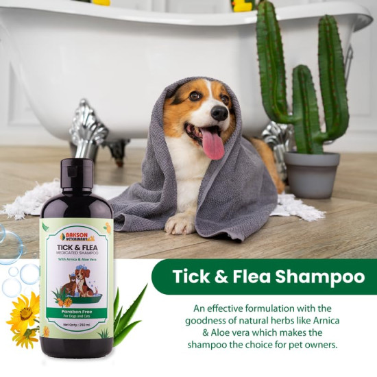 Bakson Veterinary Tick & Flea Shampoo - Effective Tick & Flea Removal