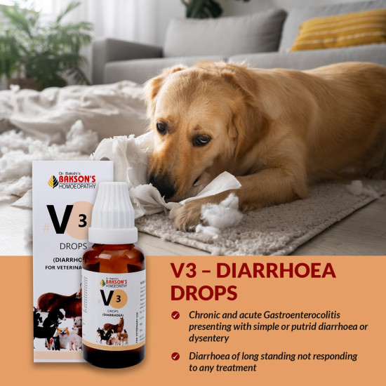 Bakson Veterinary V-3 Diarrhoea Drops 30ML - Effective Pet Digestive Health Solution