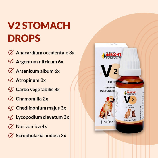 Bakson Veterinary V-2 Stomach Drops 30ML - Effective Digestive Care