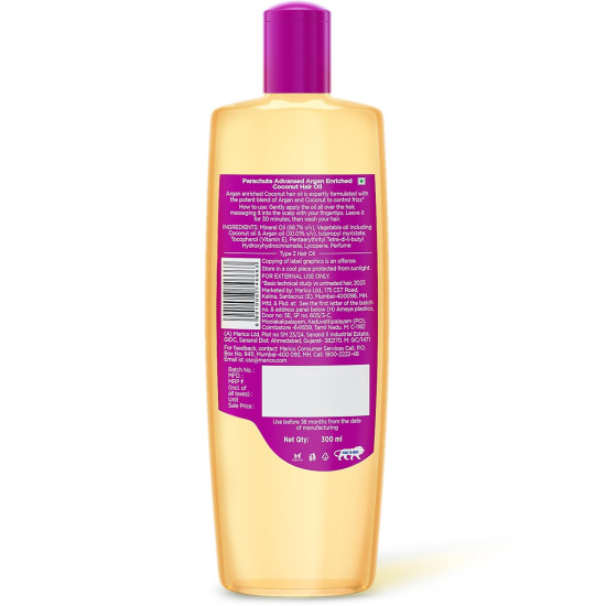 Parachute Advansed Argan-enriched Coconut Hair Oil - Control Frizz & Boost Shine