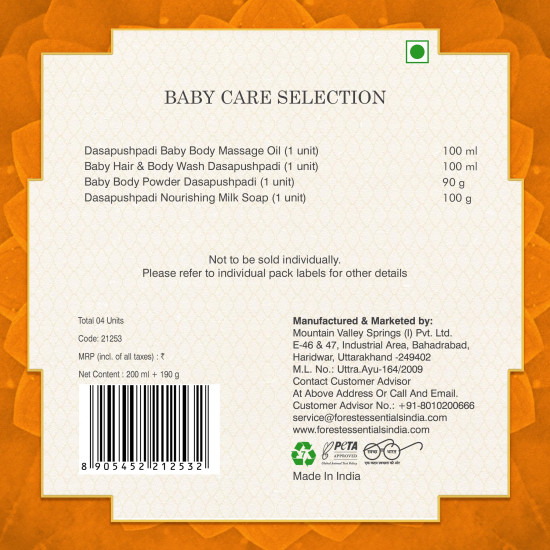 Forest Essentials Baby Care Selection Gift Box - Ayurvedic Skincare & Haircare for Babies