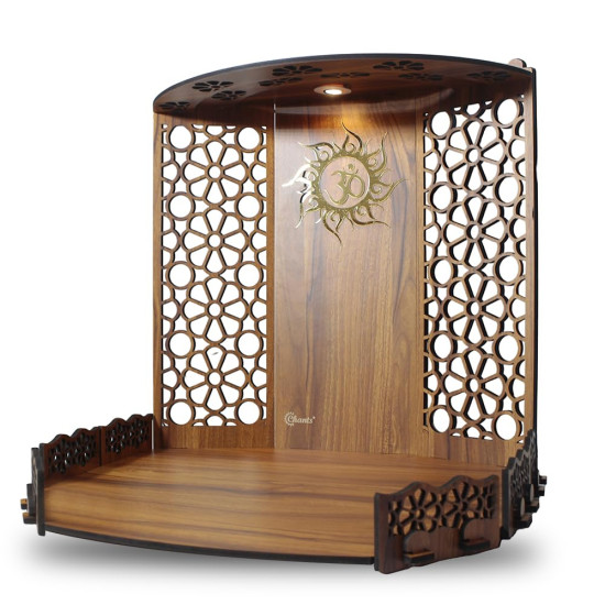 Chants® Bappa Wooden Pooja Mandir - With LED Spot Light
