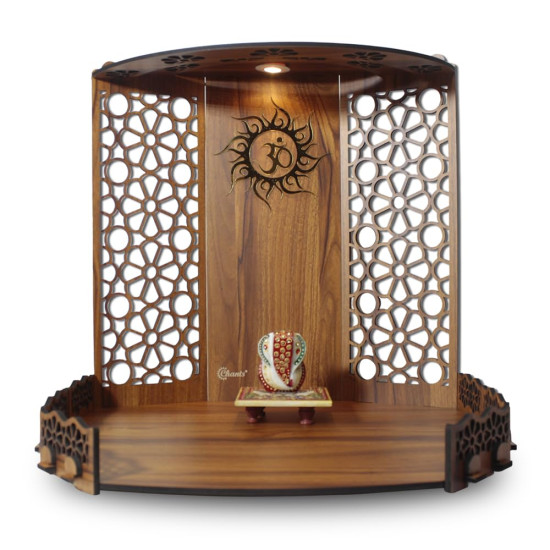 Chants® Bappa Wooden Pooja Mandir - With LED Spot Light