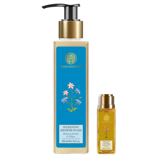 Forest Essentials Silkening Shower Wash & Facial Cleanser Combo - Natural & Sulphate-Free
