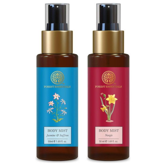 Forest Essentials Travel Size Body Mist Combo - Jasmine & Saffron and Nargis