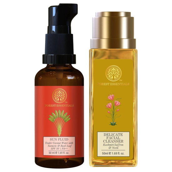 Forest Essentials Sun Fluid & Cleanser Combo - Natural Skincare Essentials