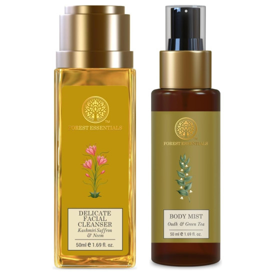 Forest Essentials Travel Size Body Mist & Cleanser Combo - Refreshing Fragrance & Natural Cleanser