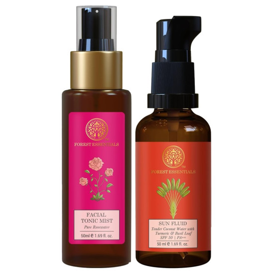 Forest Essentials SUN FLUID & Rosewater Combo - Natural Skincare Essentials