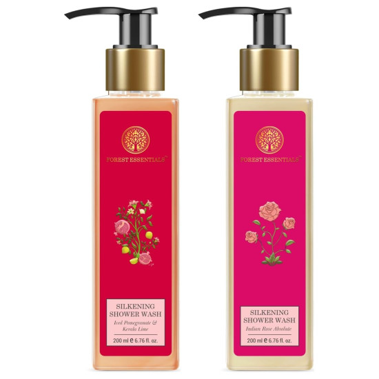 Forest Essentials Silkening Shower Wash Combo - Indian Rose & Pomegranate