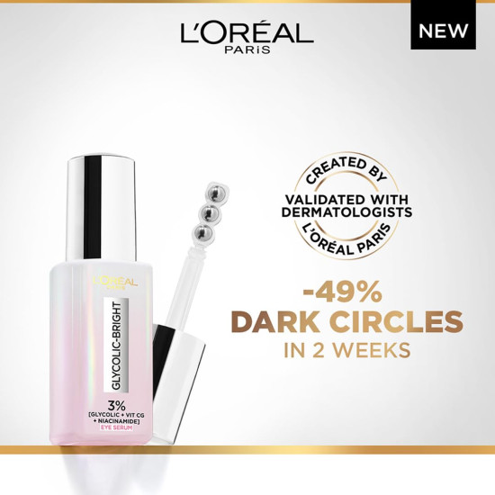 L’Oréal Paris Glycolic Bright Dark Circle Eye Serum - 3% Glycolic Acid