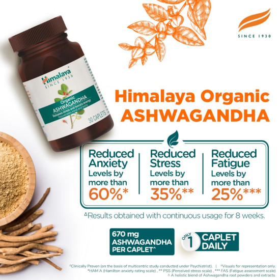 Himalaya Organic Ashwagandha 670mg - Stress Relief & Wellness