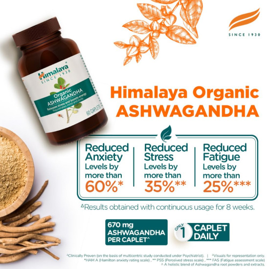 Himalaya Organic Ashwagandha 670mg - Stress Relief & Wellness