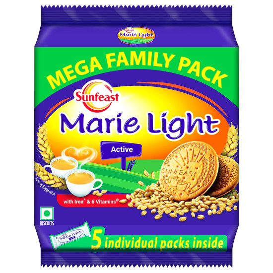 Sunfeast Farmlite 5 Grain Digestive Biscuit & Marie Light Active - High Fibre Multigrain Snack