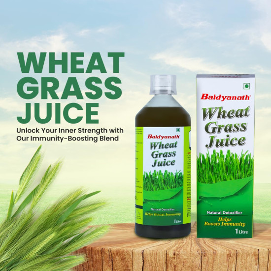 Baidyanath Wheatgrass Juice 1 Litre, Natural Detoxifier, Herbal Juice Helpful to boost Immunity, Blood Purification, Improves Digestion and Metabolism, 1000ml (Pack of 1)