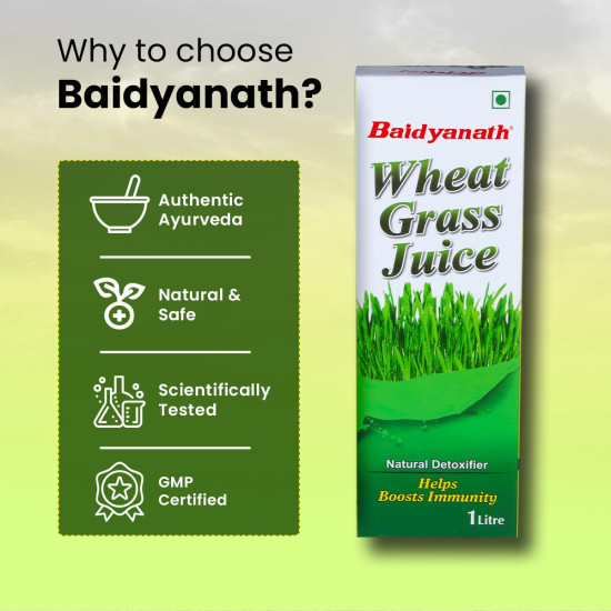Baidyanath Wheatgrass Juice 1 Litre, Natural Detoxifier, Herbal Juice Helpful to boost Immunity, Blood Purification, Improves Digestion and Metabolism, 1000ml (Pack of 1)