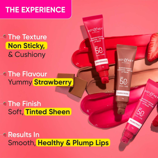 Dot & Key Ceramide & Peptide Barrier Repair Lip Balm - SPF 50, Red Romance