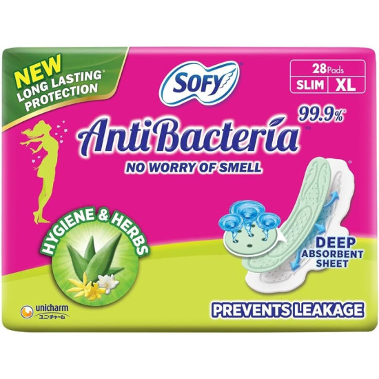 Sofy Anti Bacteria Extra Long Sanitary Pads, X-Large, Pack of 28