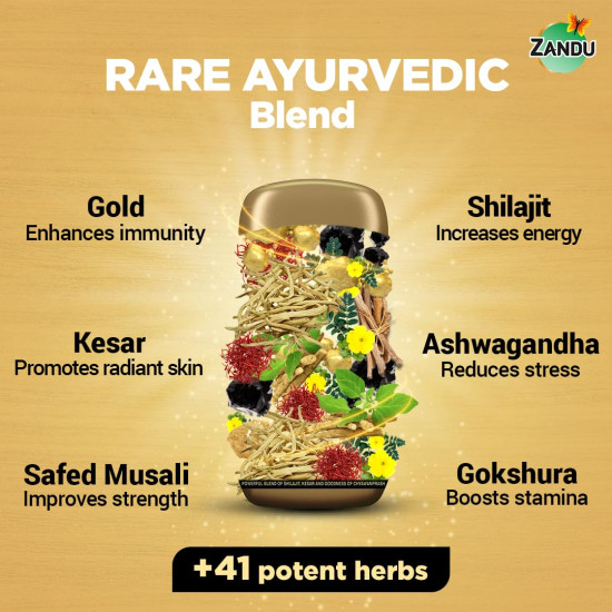 Zandu Shilajitprash | Dual Goodness of Chyawanprash & Shilajit/Shilajeet | Strength, Stamina & 2X immunity* | 450g I 24K Gold Bhasma & 47 Potent Herbs I No added sugar I 100% ayurdevic
