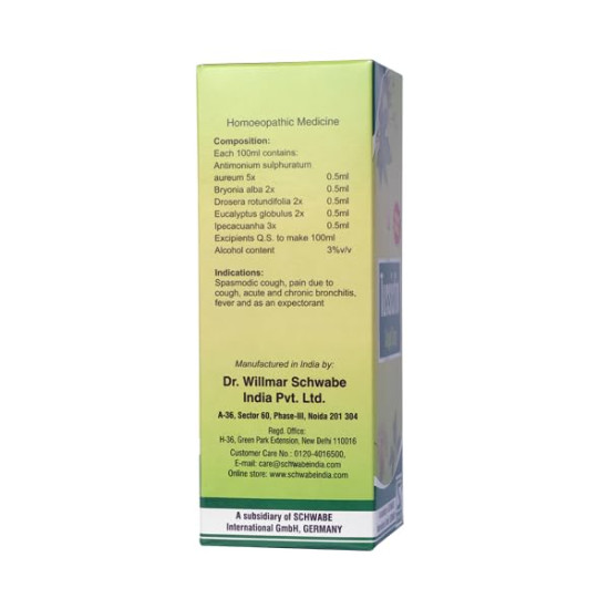 Dr.Willmar Schwabe India Tussistin 100Ml - Effective Cough Relief Syrup